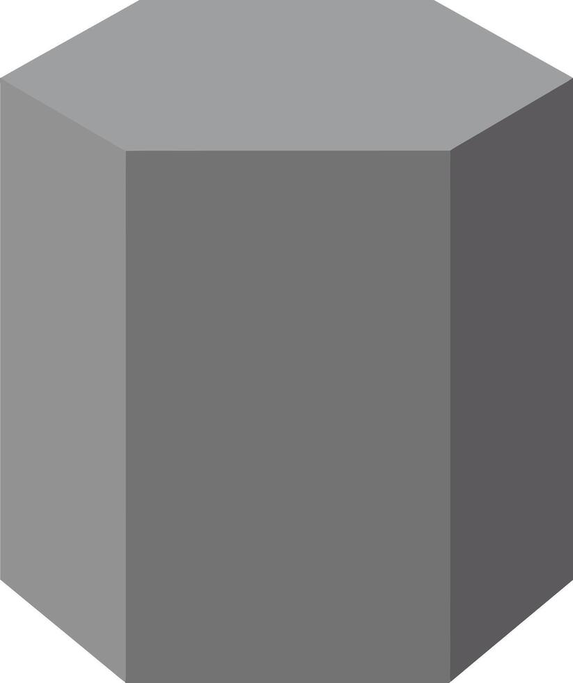 Simple gray octagonal prism with flat shading geometric shape isolated on white background illustration vector