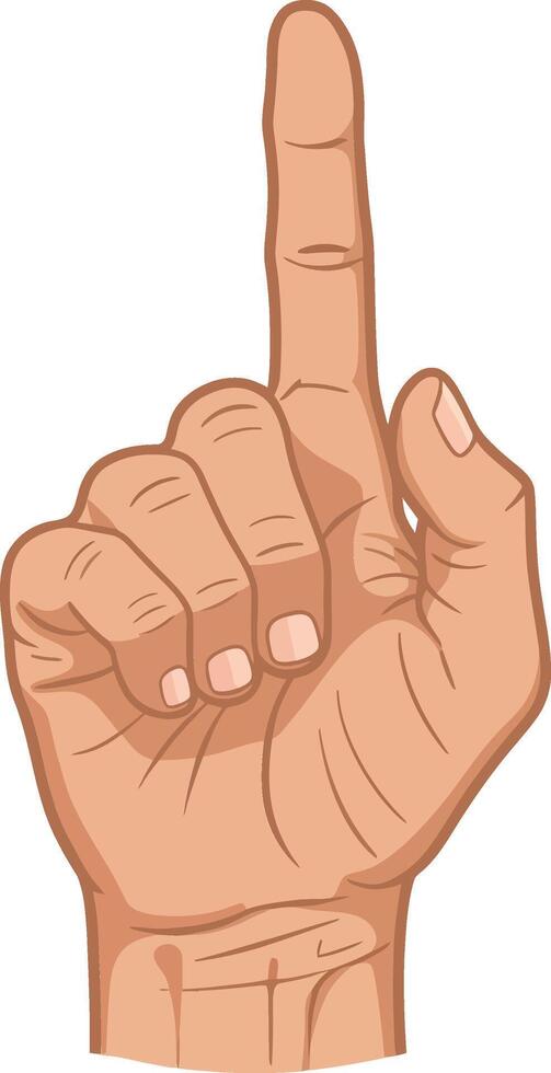 Human hand with index finger pointing up in detailed flat style isolated on white background illustration vector