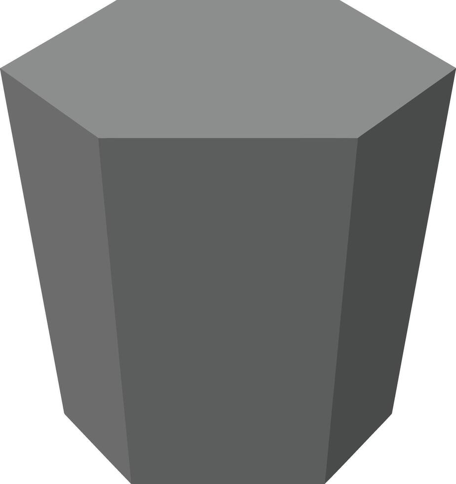 Three dimensional gray octagonal prism geometric shape with flat shading and simple design style illustration vector