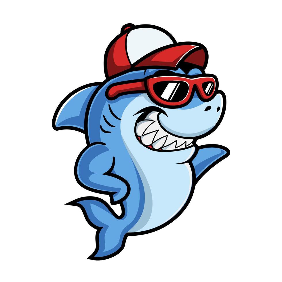 Cool Shark Sunglasses Mascot Logo vector