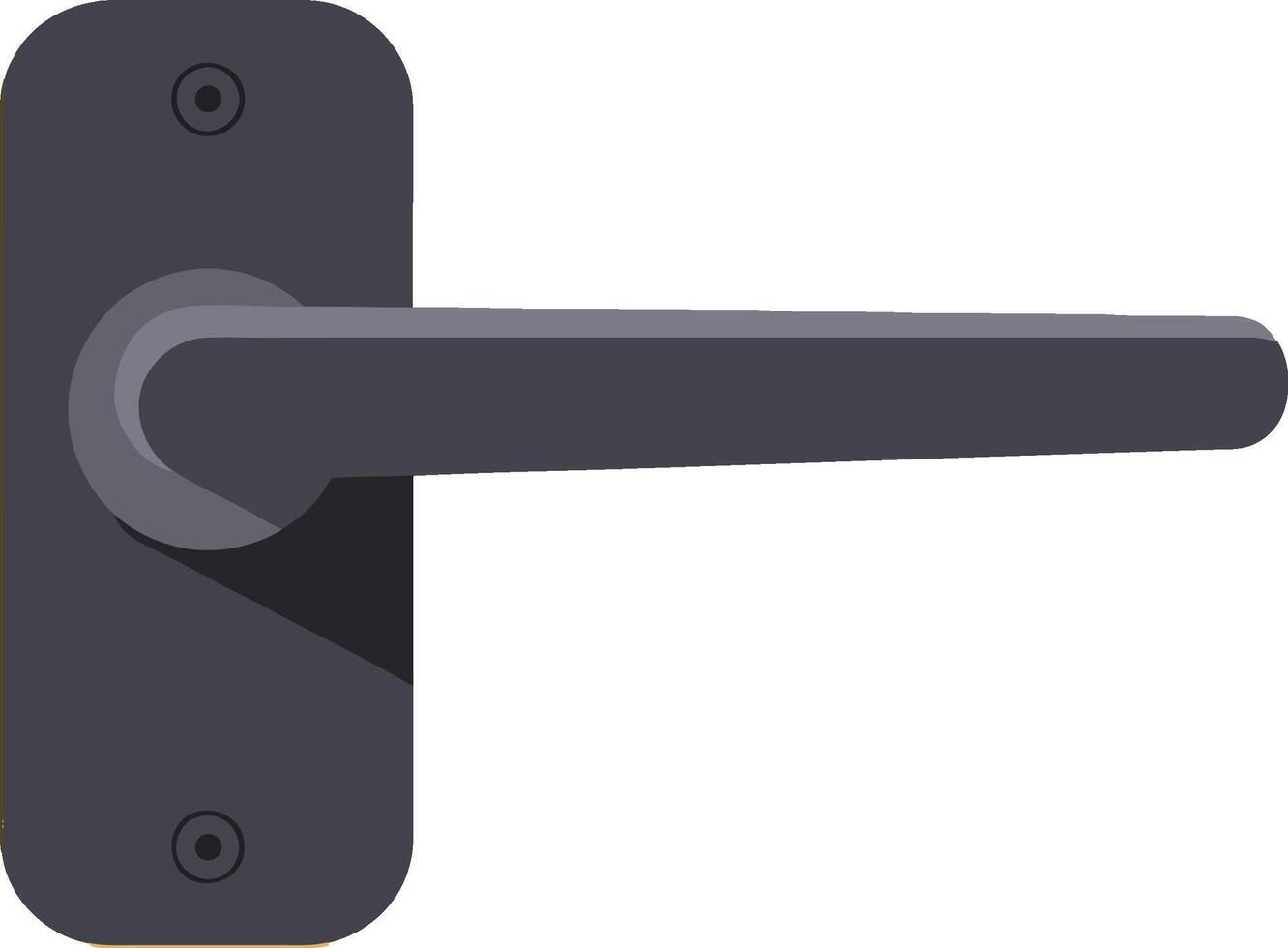Modern black metal door handle with rectangular base plate flat design simple minimal illustration vector