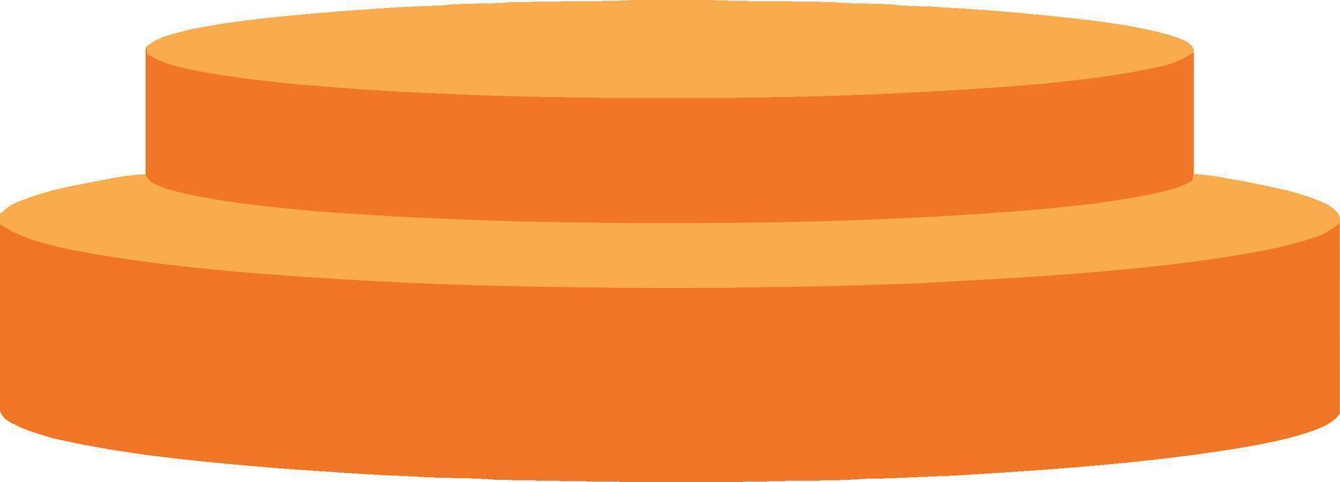 Orange two-tiered circular podium platform with simple flat design isolated on white background illustration vector