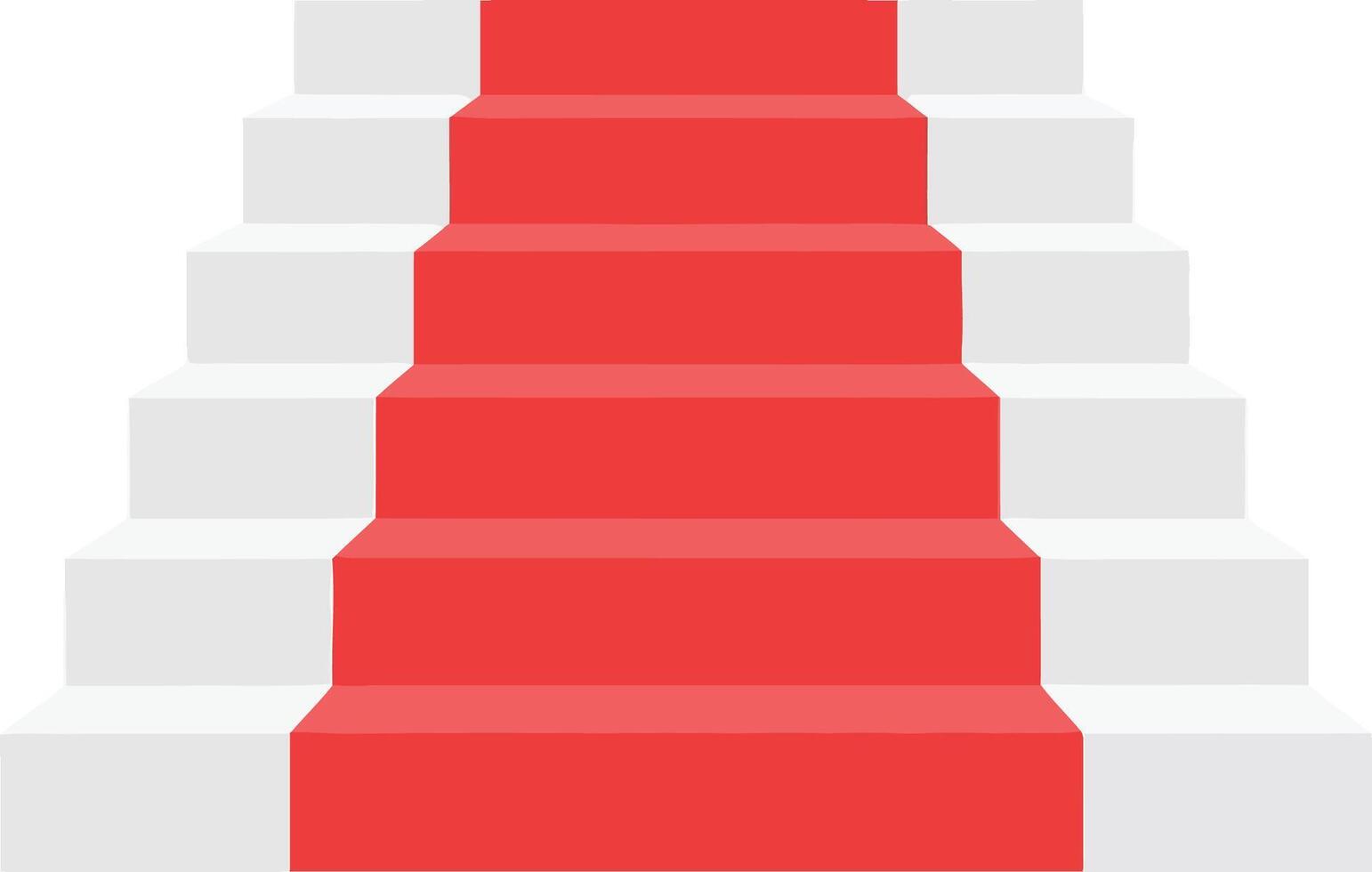 White staircase with red carpet runner in simple flat design style illustration vector