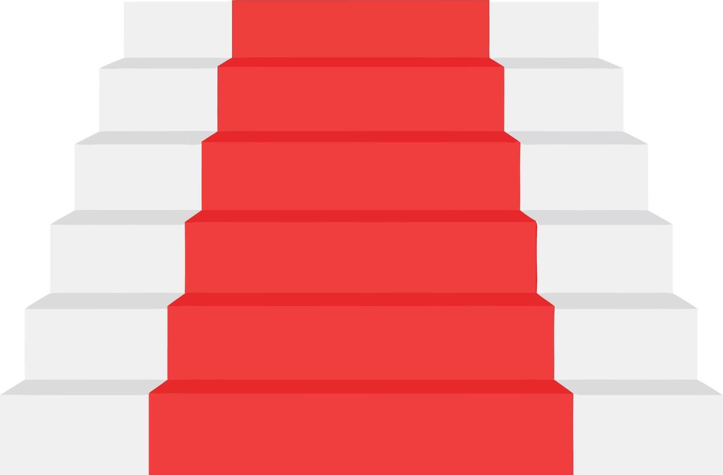 White staircase with red carpet runner in flat minimal design style illustration vector