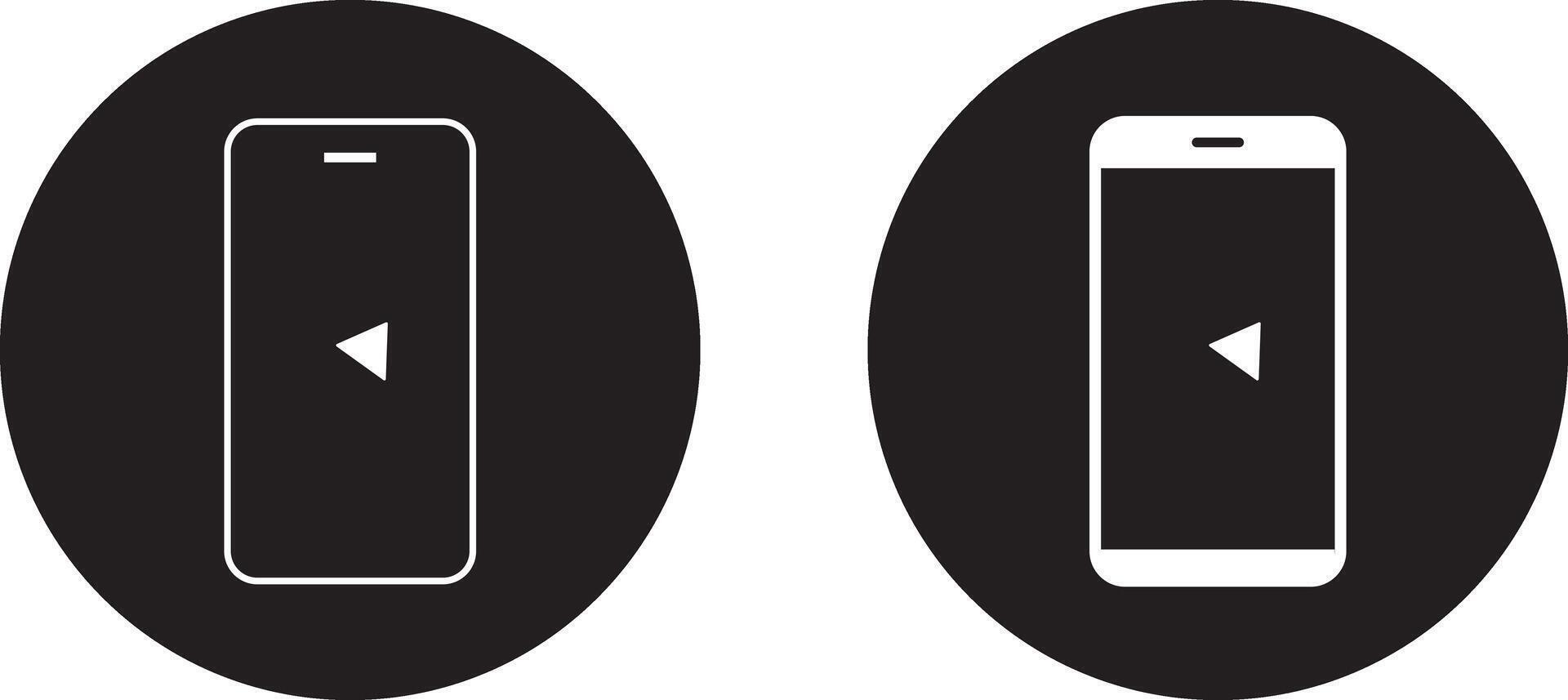 play button application icons .Device front view. mobile phone with shadow. illustration. Ringing phone simple icon sign. Smartphone ringing vector