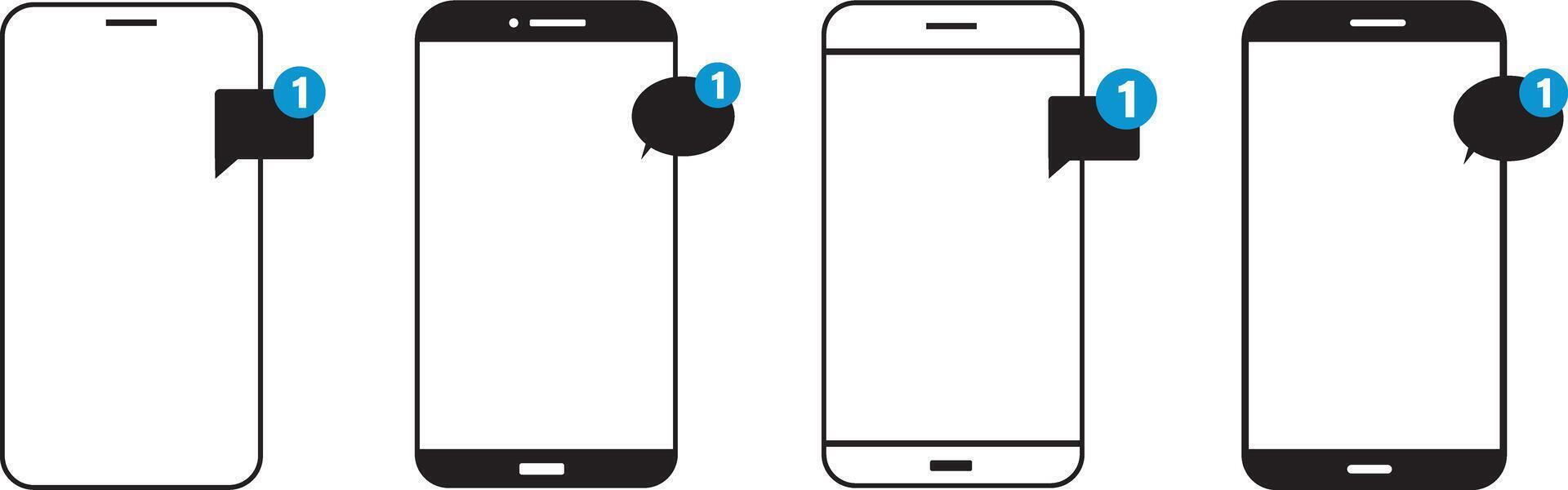 smartphone icons set. Set of mobile phones with message icons. Device tilt with arrows. 10 Eps. vector