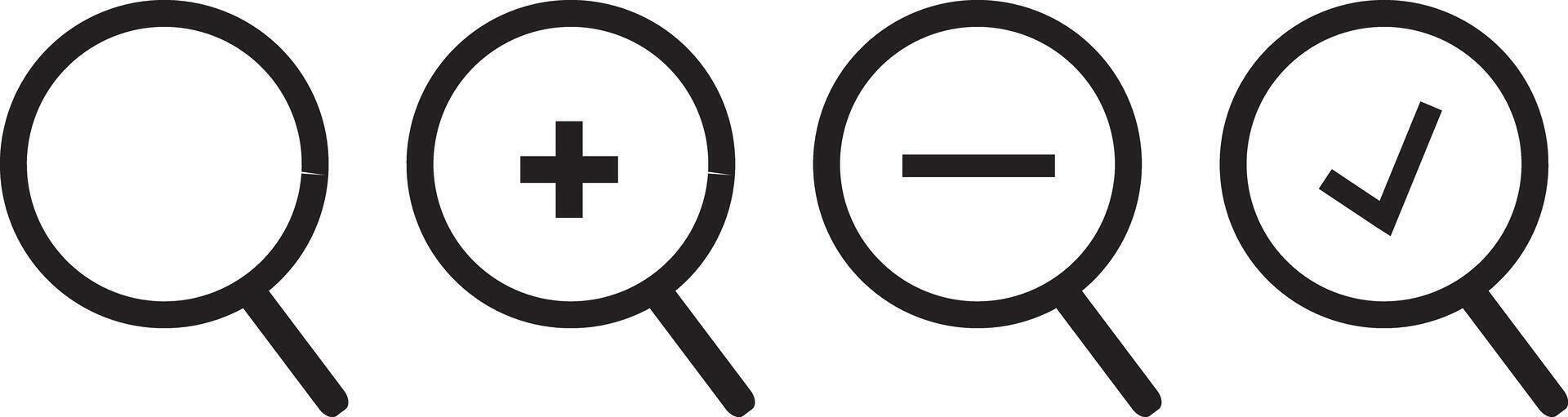 search icon with simple design. Magnifying glass simple icon collection. icon Black and white outline vector