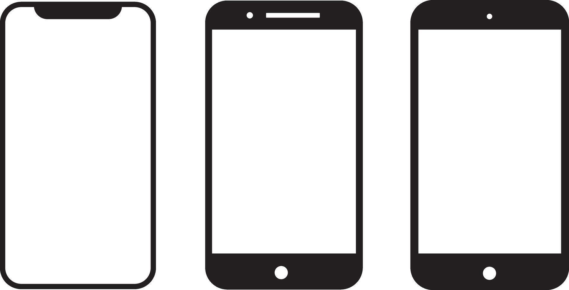 Smartphone icons. Simple icon smartphone. Cellphone frame with blank screen isolated templates vector