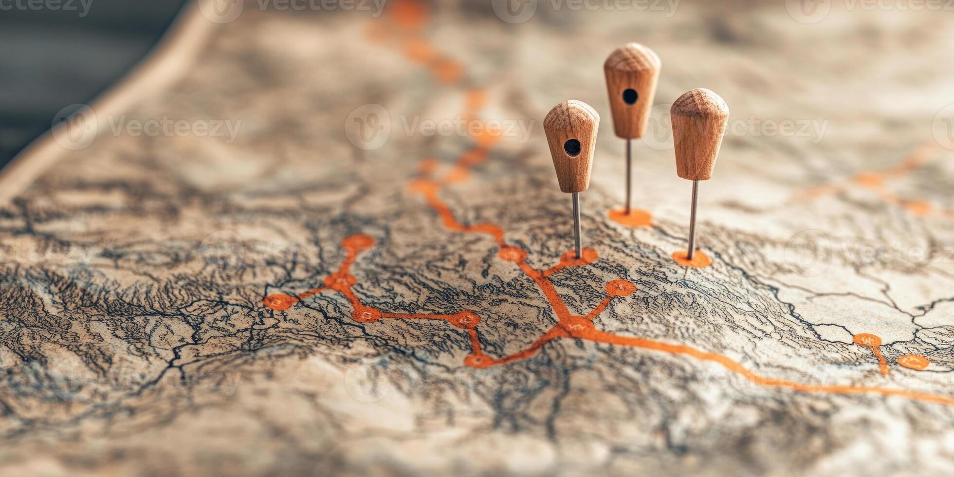 Exploring hiking routes on a detailed map for an unforgettable adventure camping trip photo