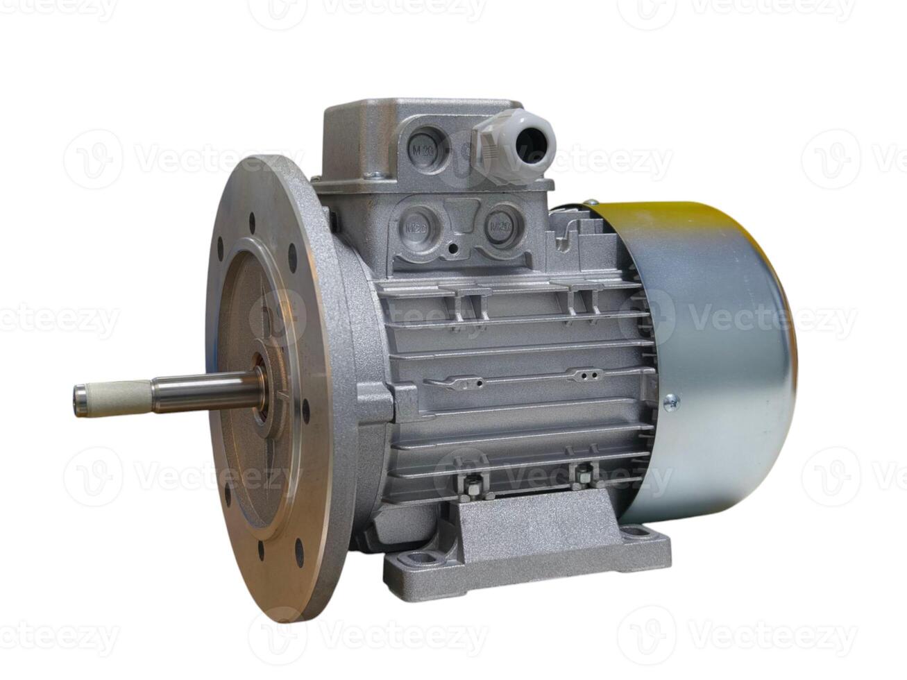 High-Quality Industrial Electromotor Isolated Against a White Background photo