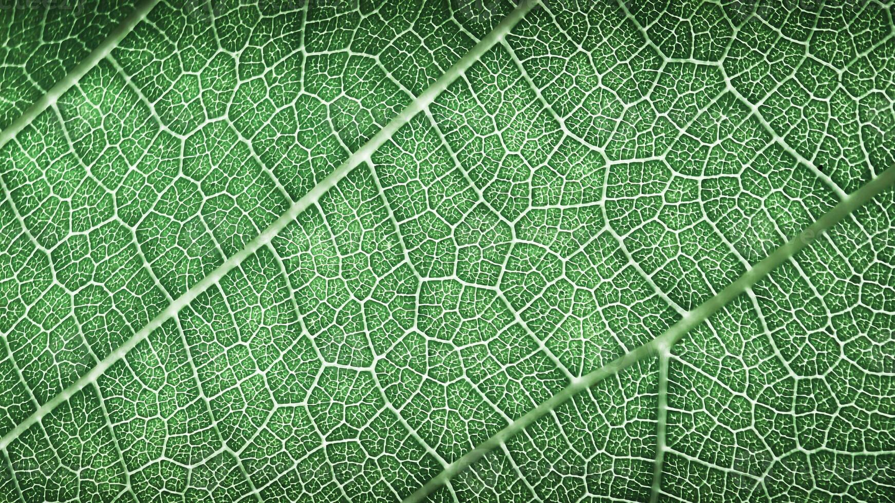 A CloseUp of a Beautiful Green Leaf Showcasing Its Intricate and Detailed Veins Structure photo