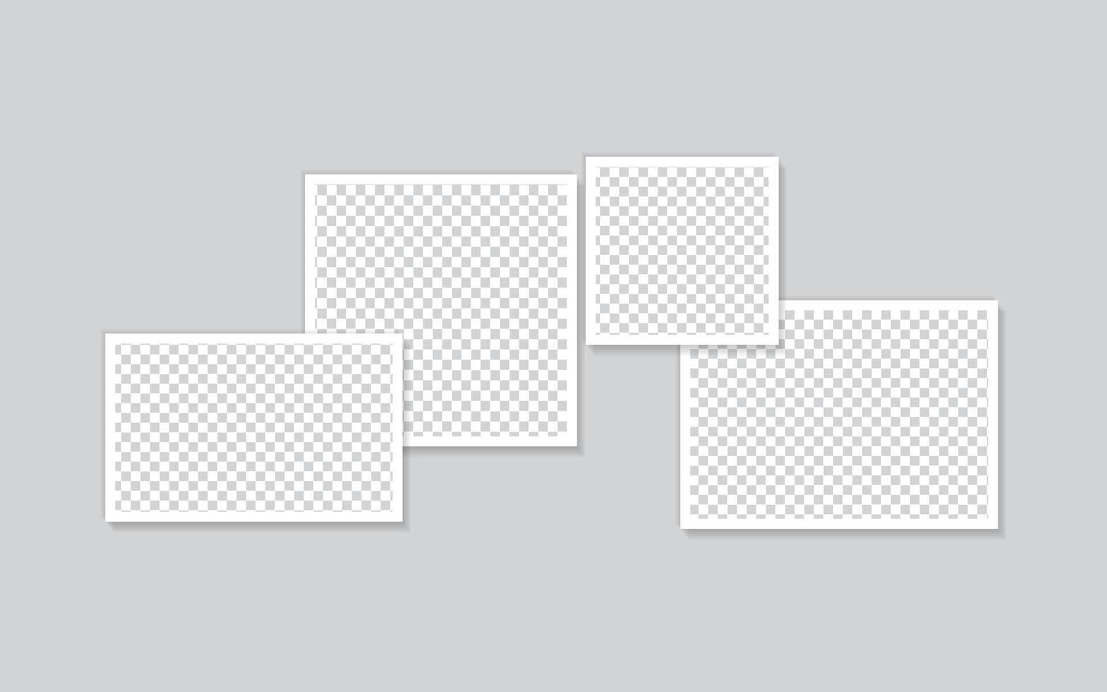 Four photo frames on white background. empty photo frames compositions vector