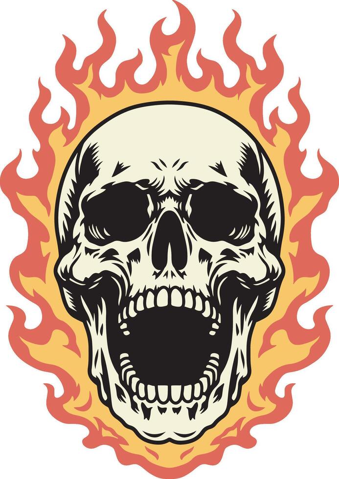 Flaming skull design art vector