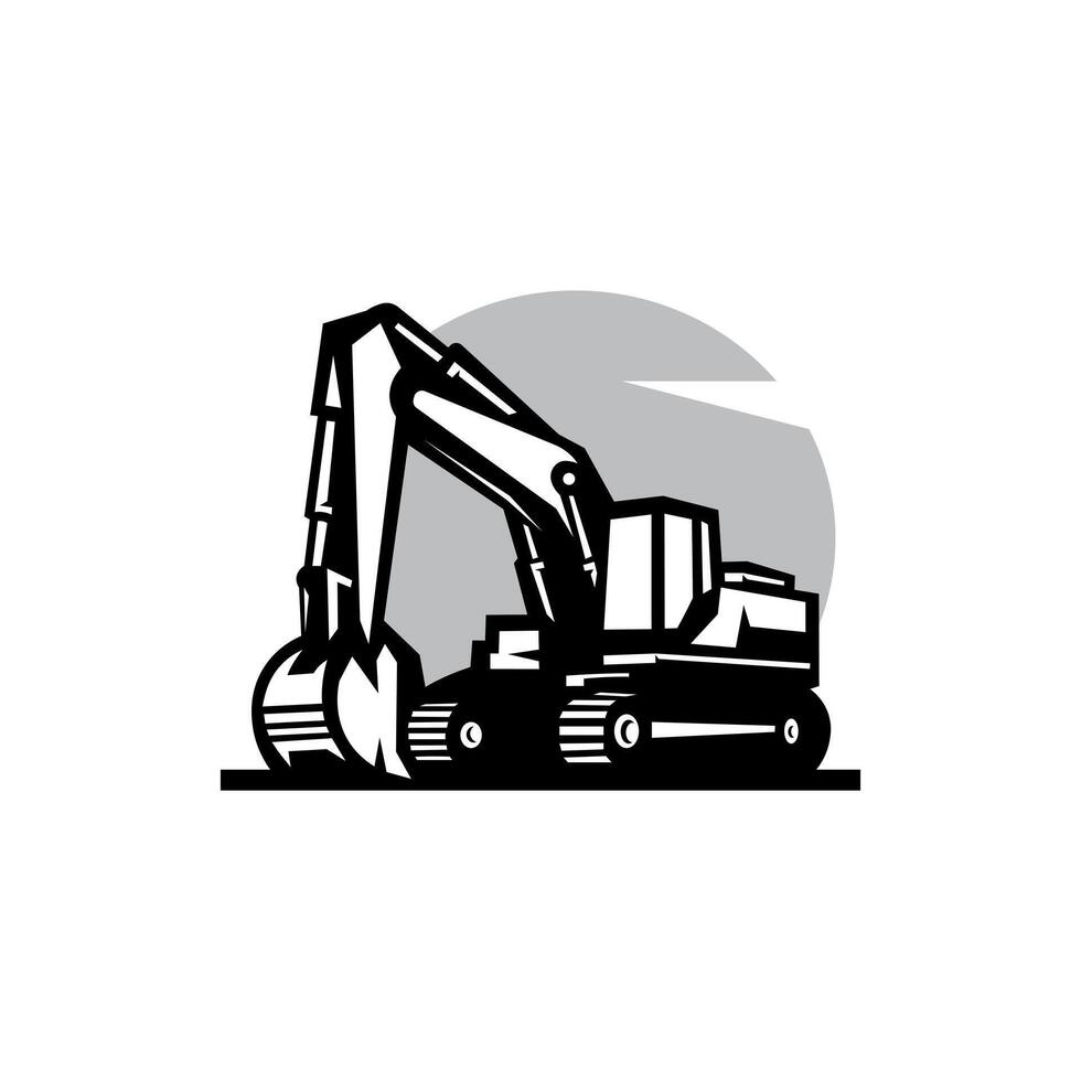excavator logo in black and white version vector