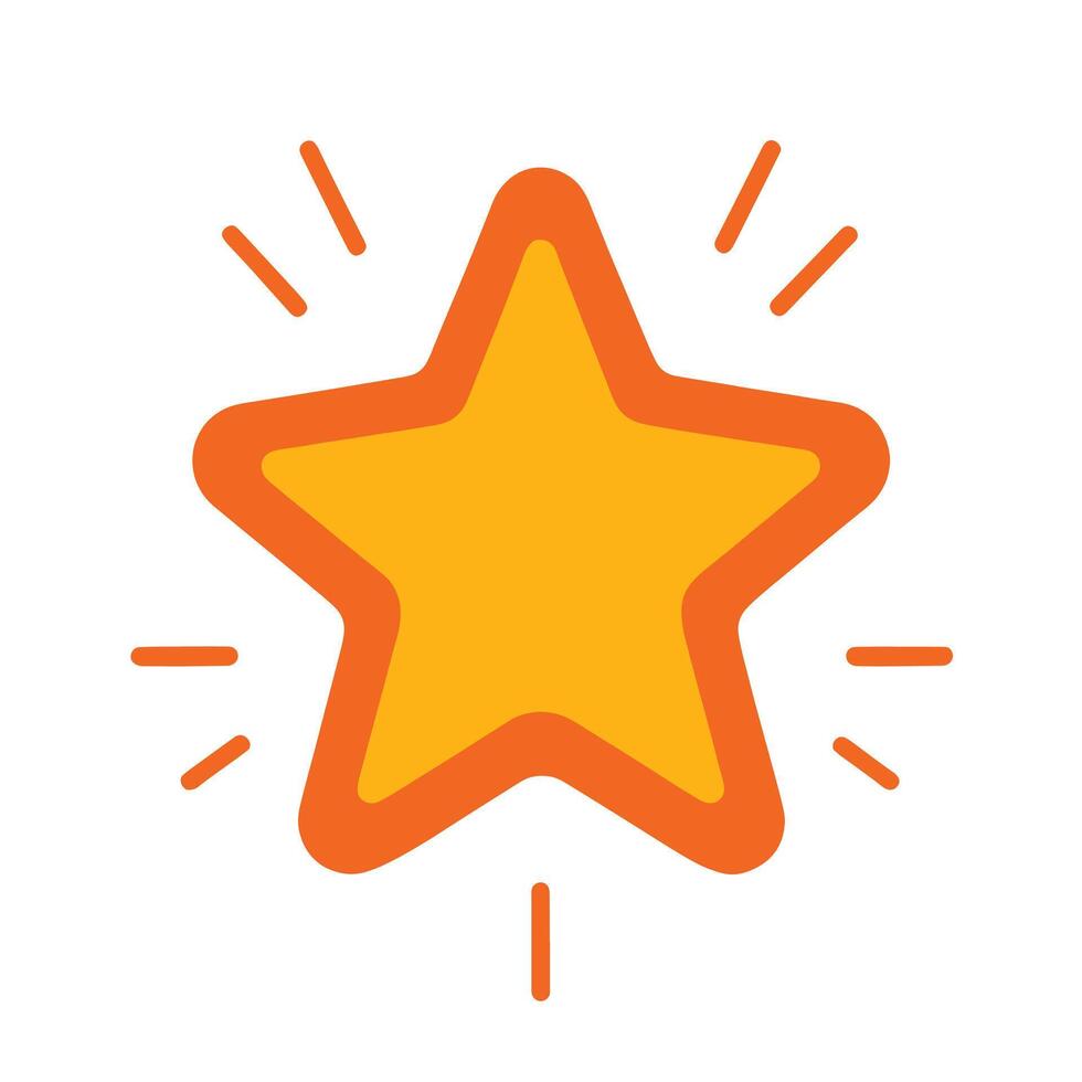 High quality bright yellow star icon with bold orange outline on white background for web and graphic use vector