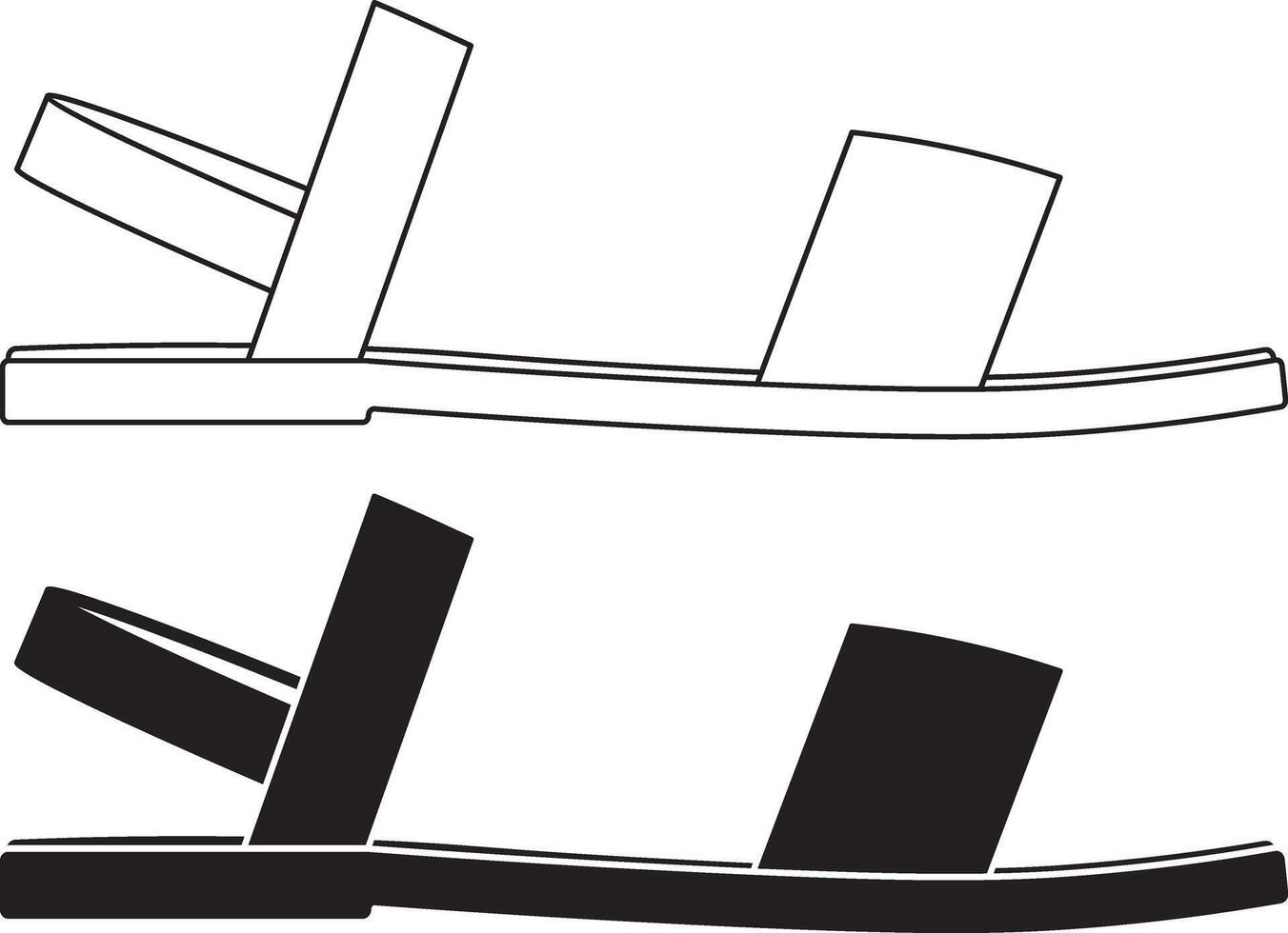 side view Biblical sandals icon set vector