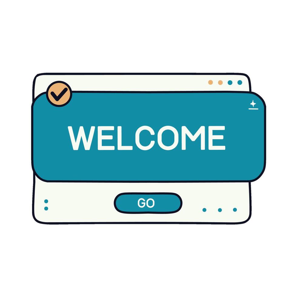 A user-friendly interface greeting users with a vibrant welcome message, ideal for app or web design vector