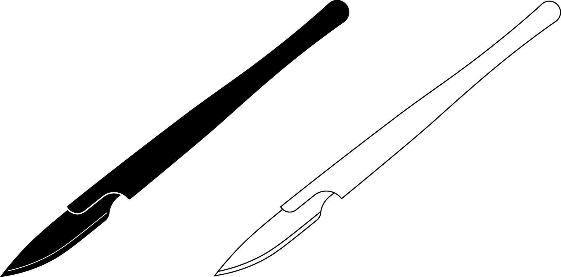 outline silhouette scalpel or bistoury icon set vector