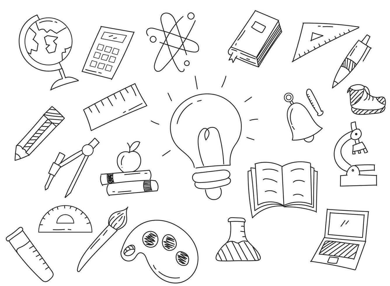 Black and White Doodle Illustration for Education and Learning Concepts vector