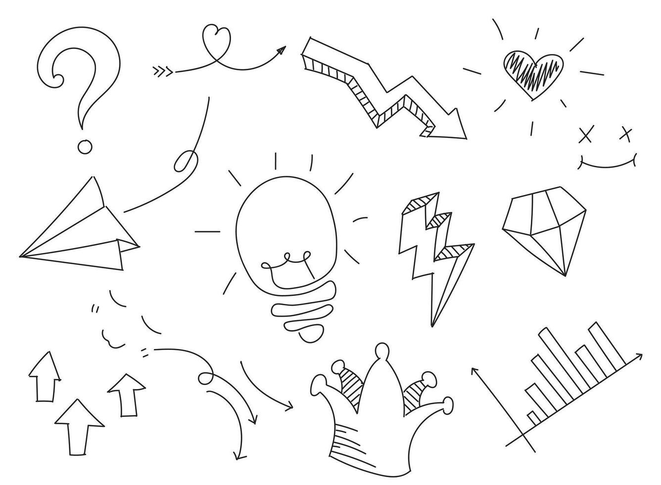 Various Doodle Symbols Representing Concepts and Business Strategies vector