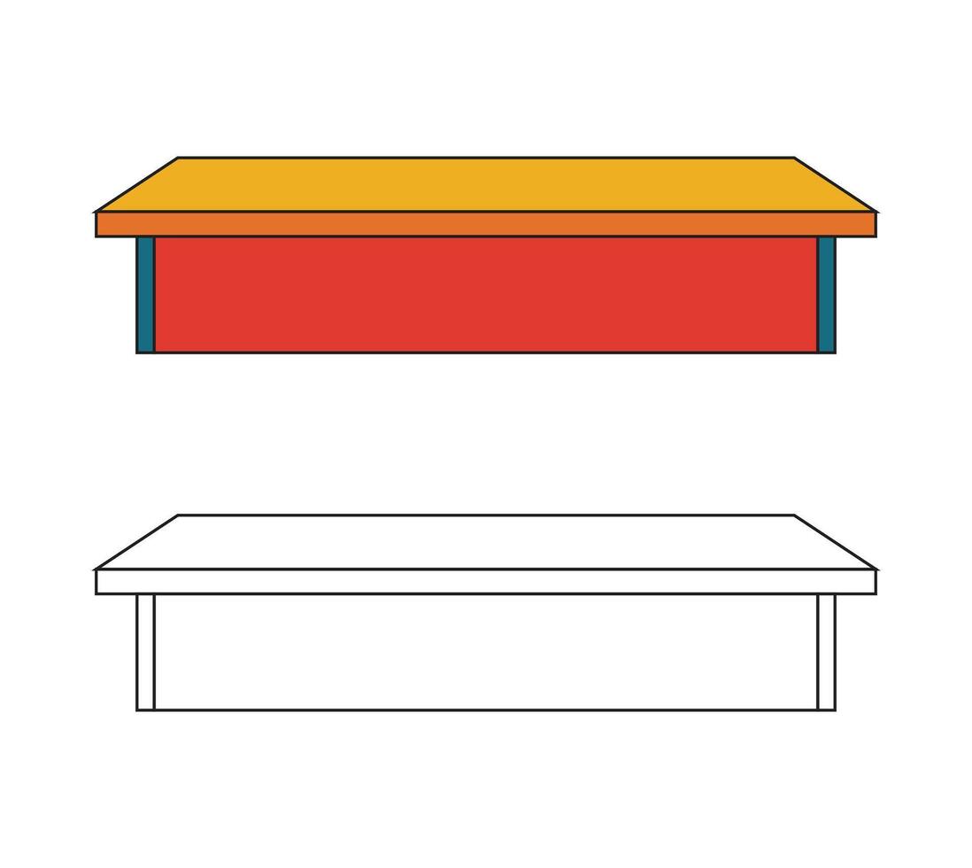 Illustration table with line art retro vector