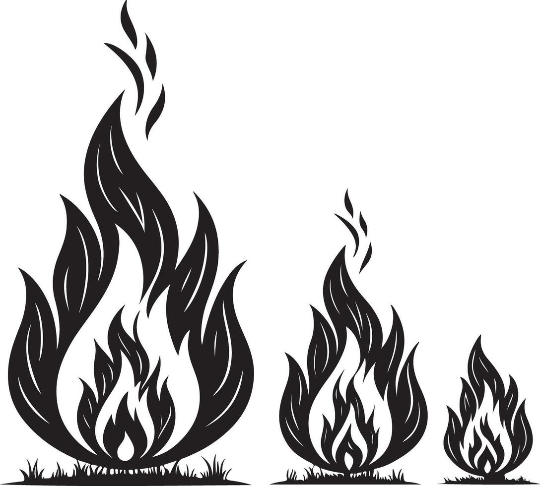 Fire Silhouette Icon Set for Graphic Design vector