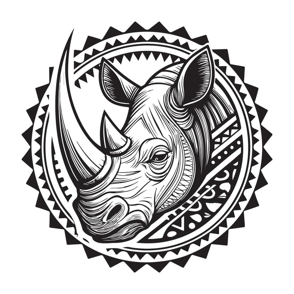 Rhino Head in Tribal Form vector