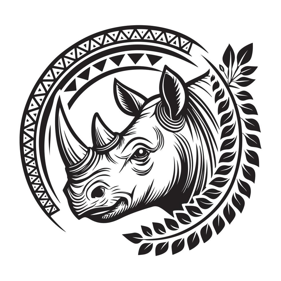 Tribal Rhino Head Silhouette vector
