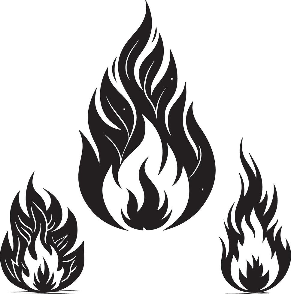 Fire Silhouette Icons for Print and Web vector