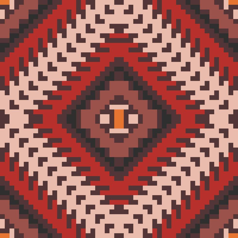 Aztec Pixel Islamic Geometric Patternsfolk Embroidery, Aztec Geometric Ornament Print. Design for Carpet, Wallpaper, Clothing, Wrapping, Fabric vector