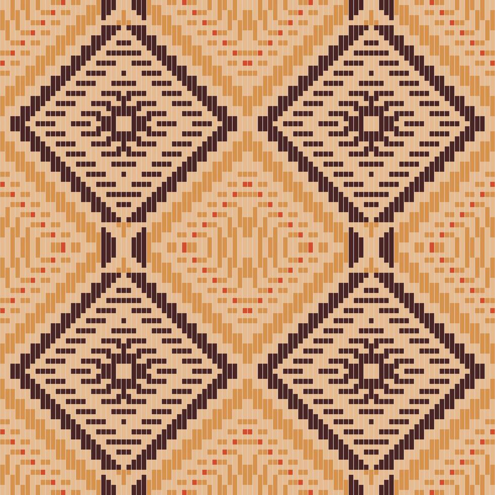 Pixel Ethnic Arabic Paper Patternfolk Embroidery, Aztec Geometric Ornament Print. Design for Carpet, Wallpaper, Clothing, Wrapping, Fabric vector