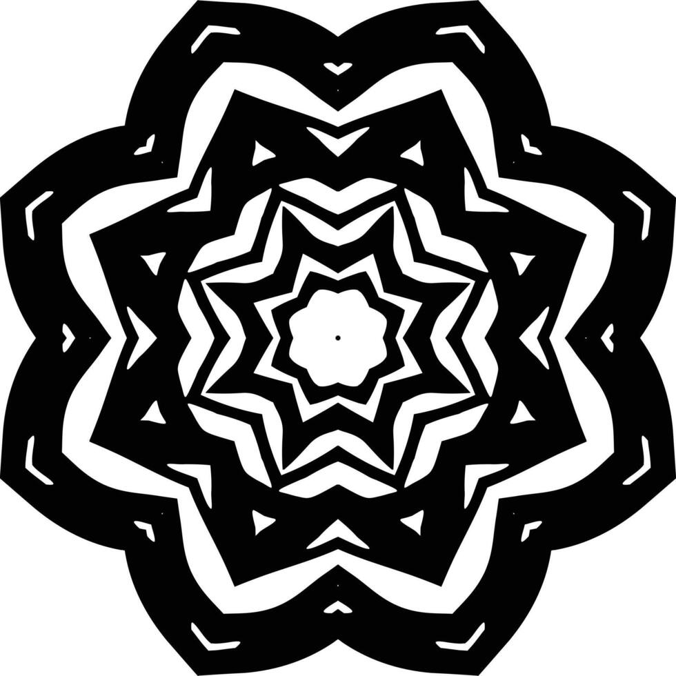 Black and White Floral Mandala Art Circular Pattern in the Form of a Mandala Decorative Ornament in Ethnic Oriental Style. vector