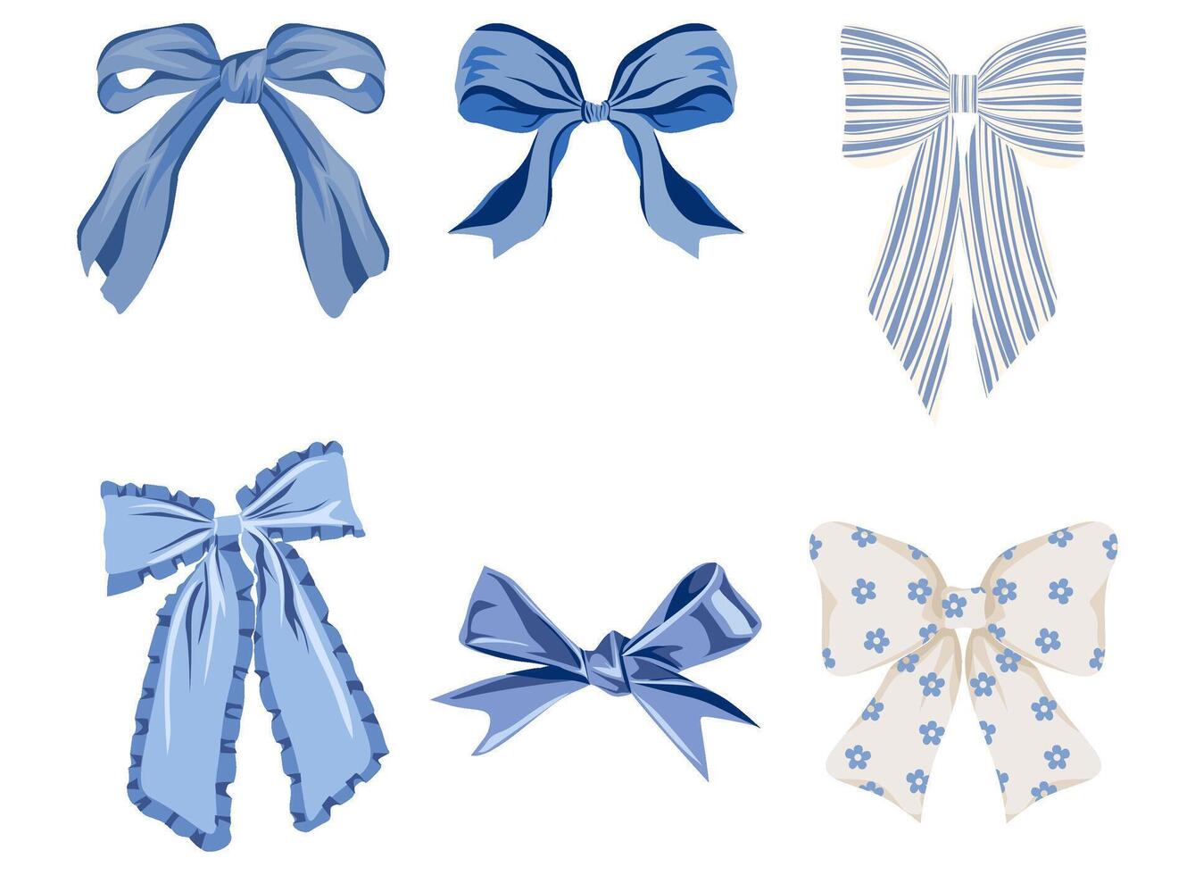 Collection of elegant blue coquette bows for fashion and designs vector