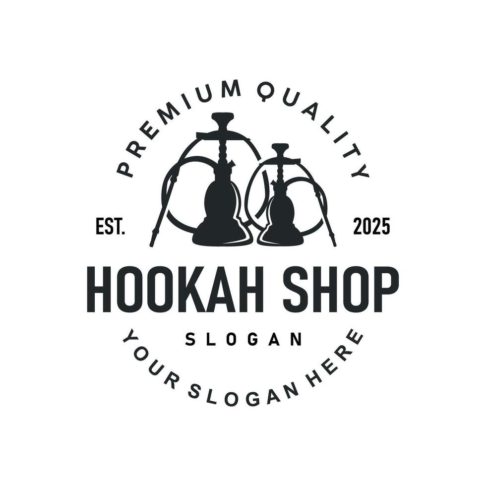 Old retro vintage design hookah logo shisha bar concept simple illustration brand bar, restaurant, shop, and business brand vector
