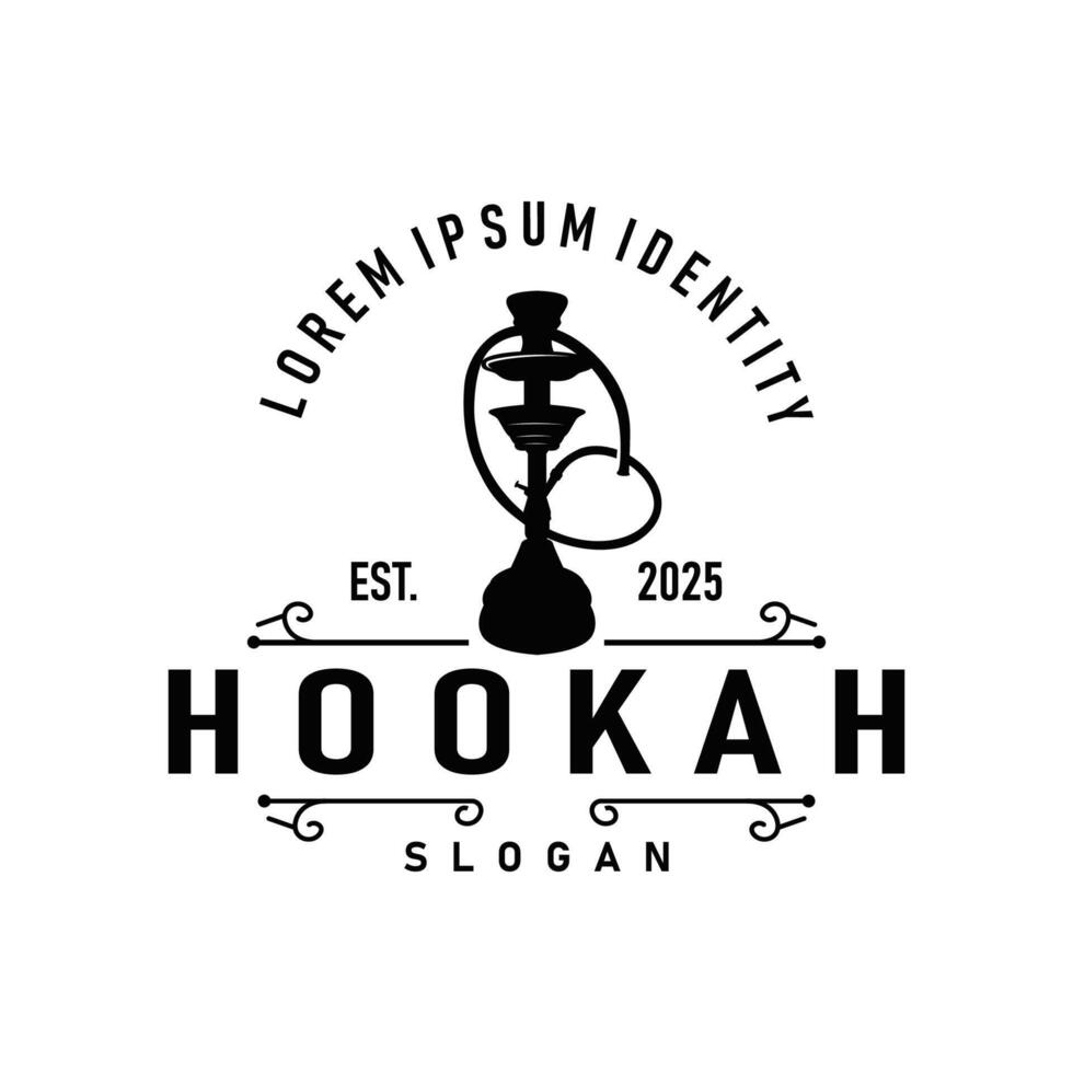 Old retro design hookah logo shisha bar concept simple minimalist retro illustration templet symbol brand bar, restaurant, shop, and business brand vector