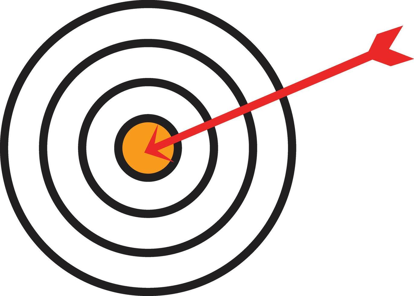 Target Icon Bullseye with Arrow Hitting Center in Flat Doodle Style vector