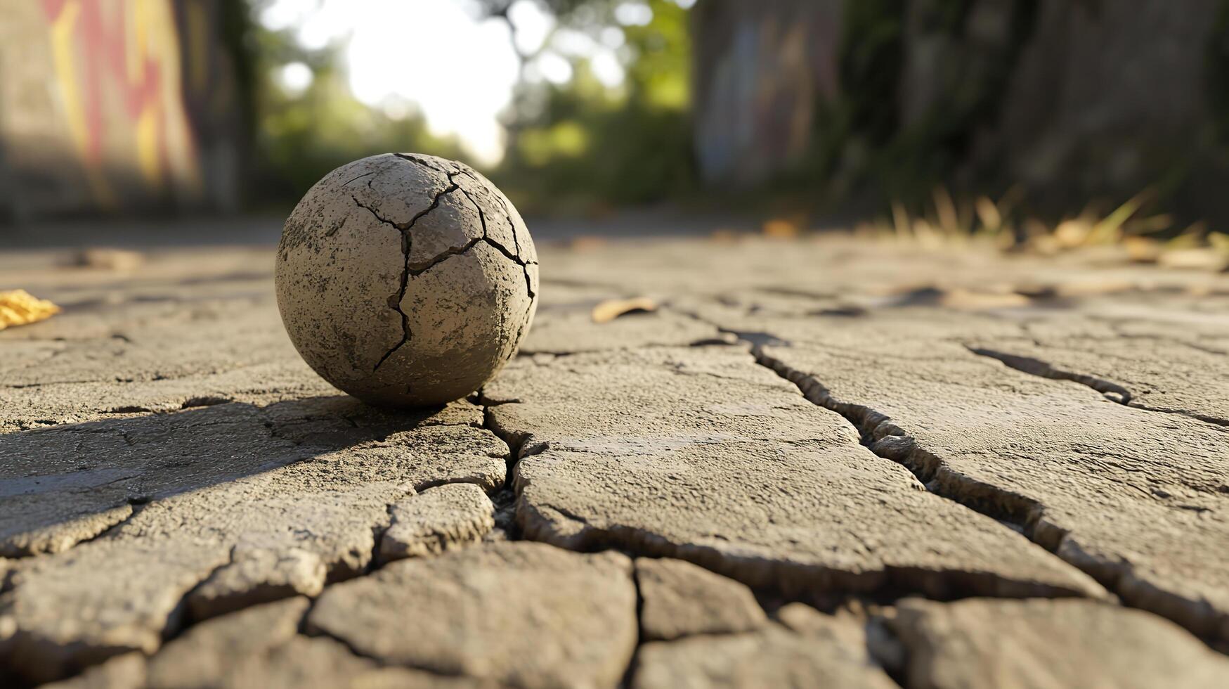 A cracked egg sitting on the ground photo