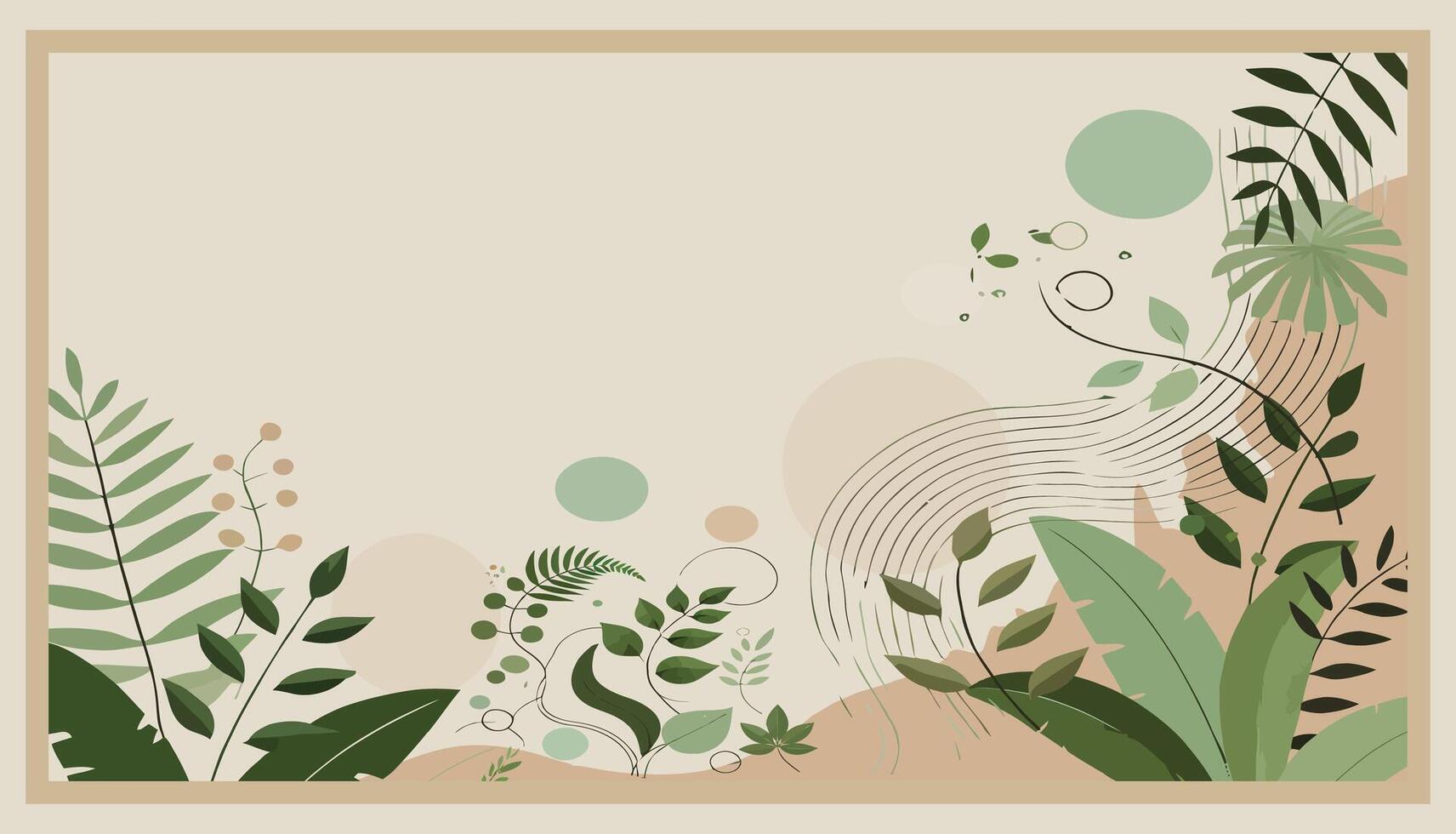 Botanical Abstract Green Leaves Design vector