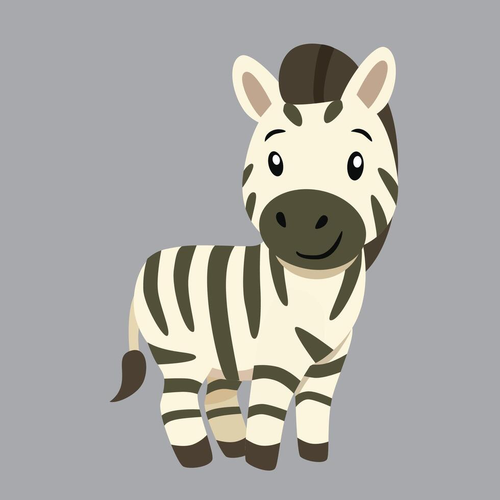 cute zebra with stripes looking away vector