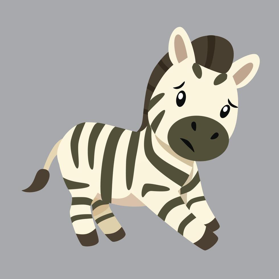 cute zebra with stripes stretching legs vector