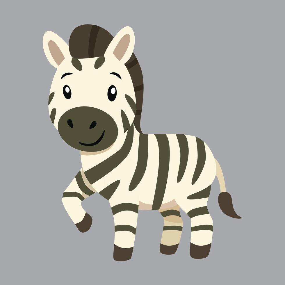 Pcute zebra with stripes lifting one leg vector