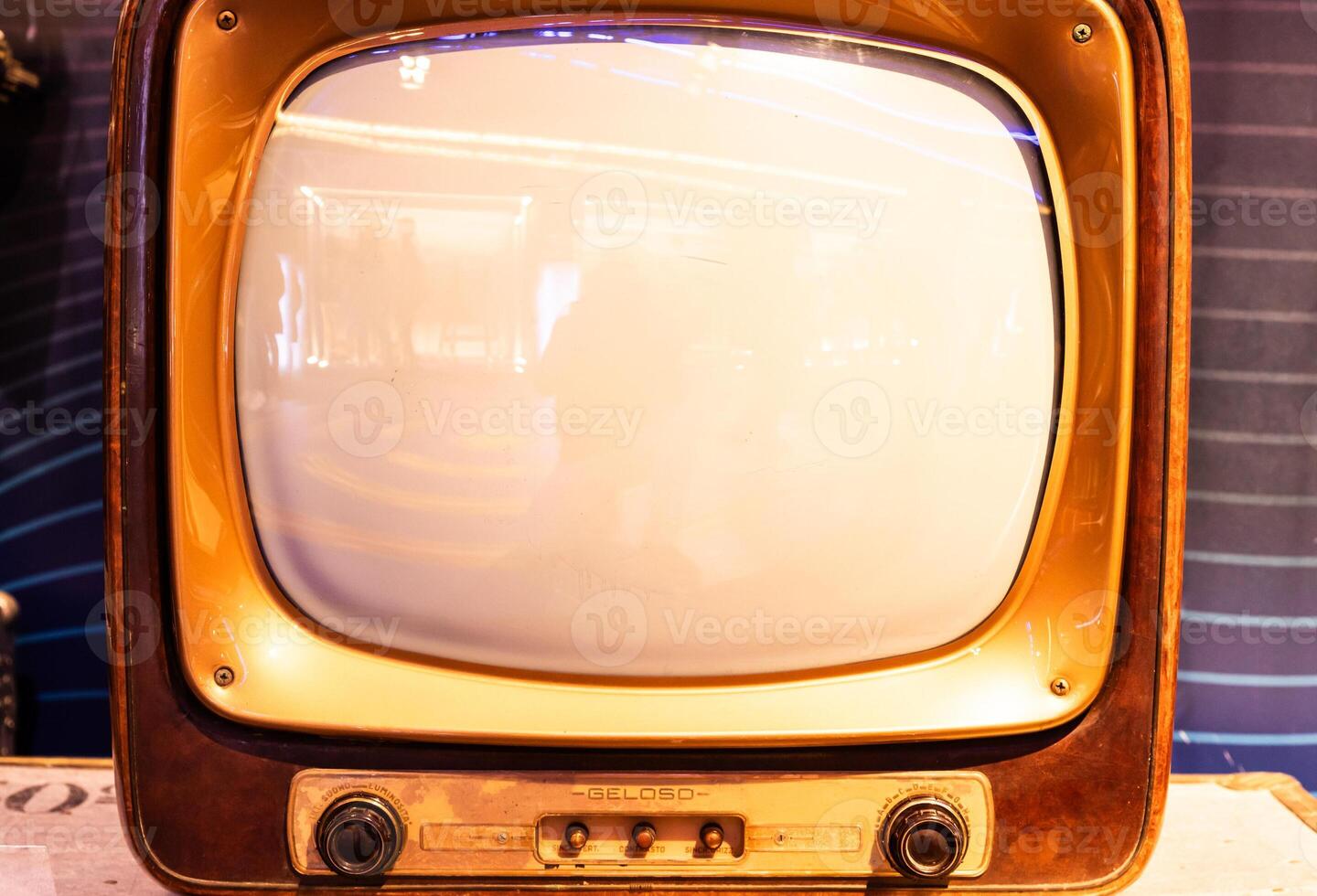 Museum of Radio and Television. TV Geloso, one of the first 21 inch TVs, Black and White. photo