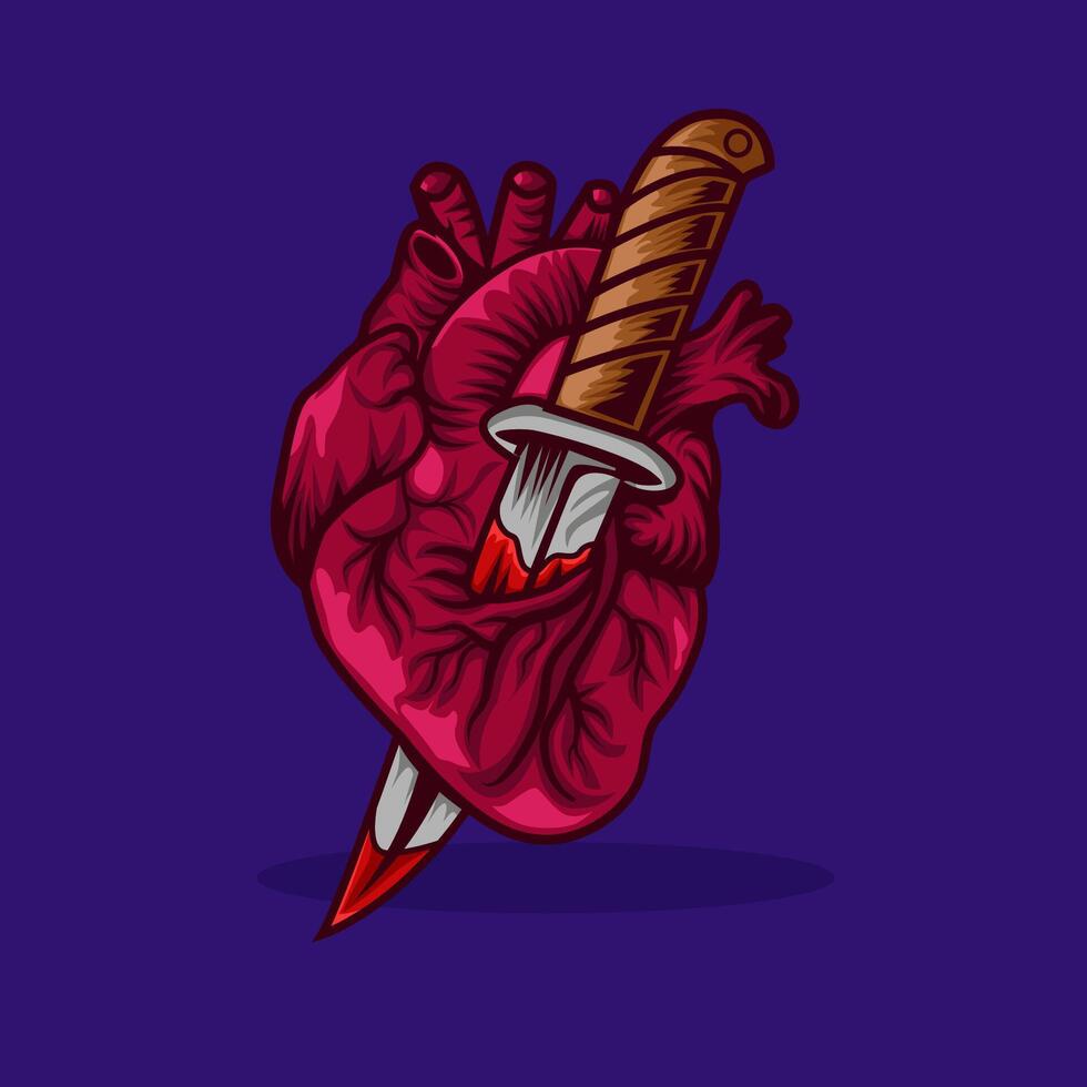 Heart Pierced by Dagger Illustration vector