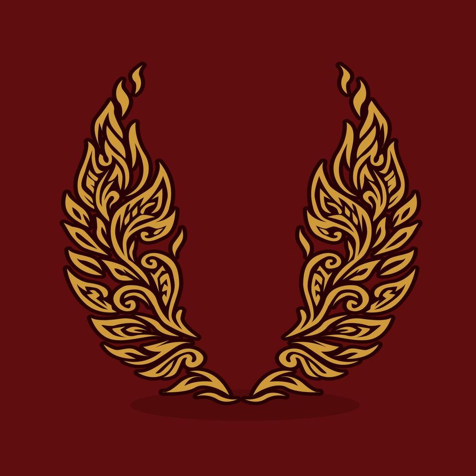 Golden Flame Wings Ornament vector