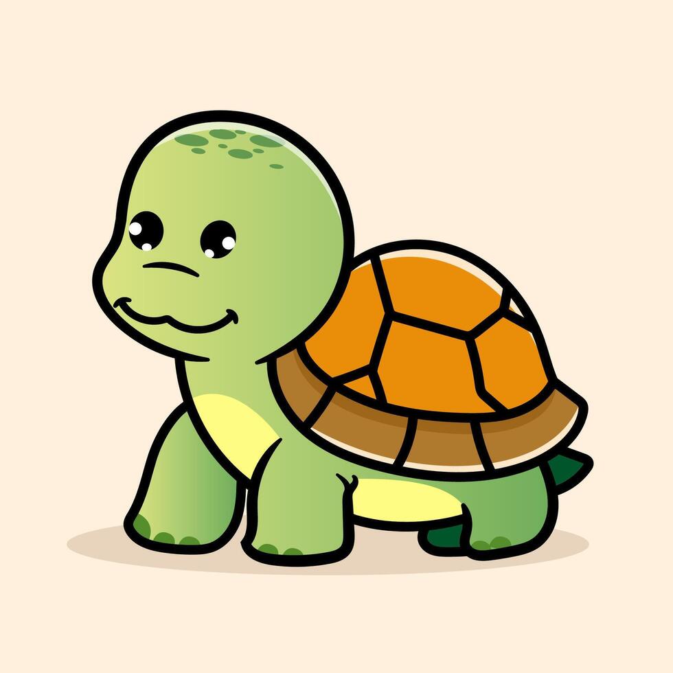 Cute Turtle Cartoon Animal Nature Concept Isolated Flat Cartoon or coloring page or education kids vector