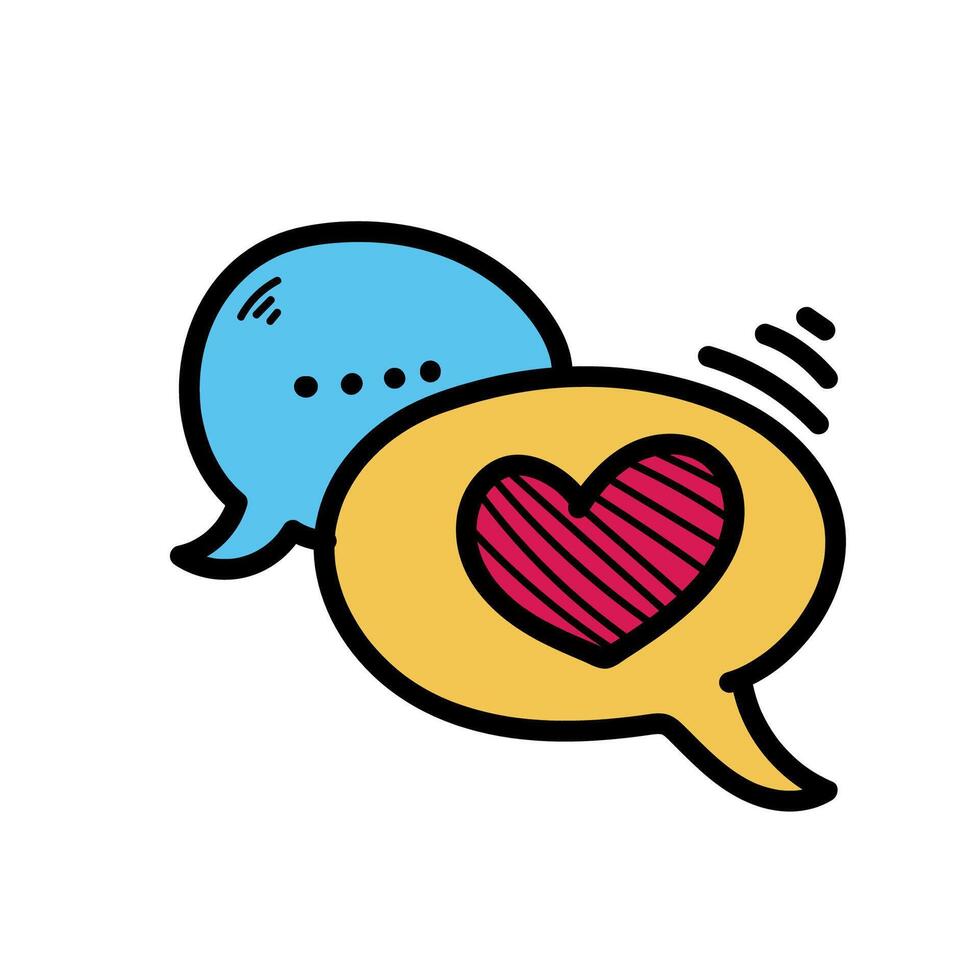 Two speech bubbles with a heart in one of them vector