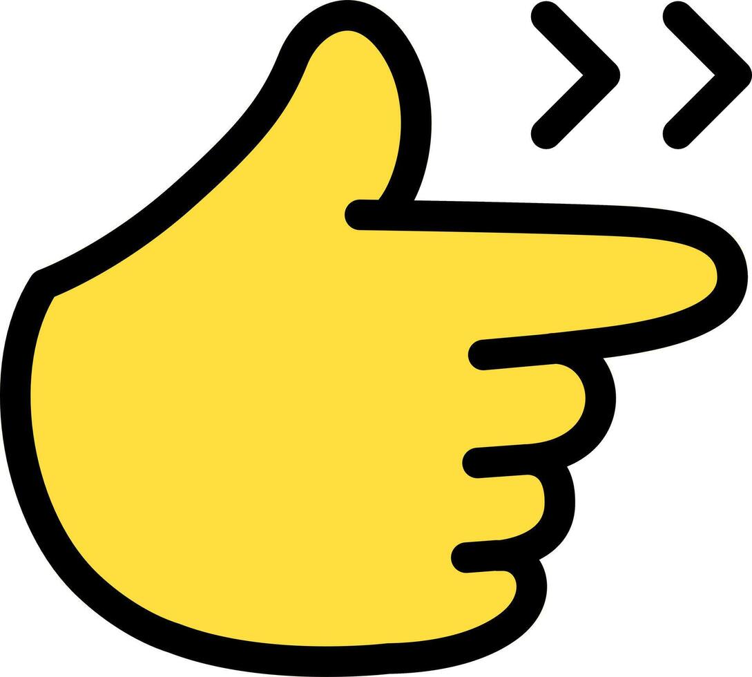Pointing hand right, index finger, Click button right Cute Cartoon Hand Logo Icons yellow color, Chubby finger emoji sticker sign symbol, editable stroke. vector
