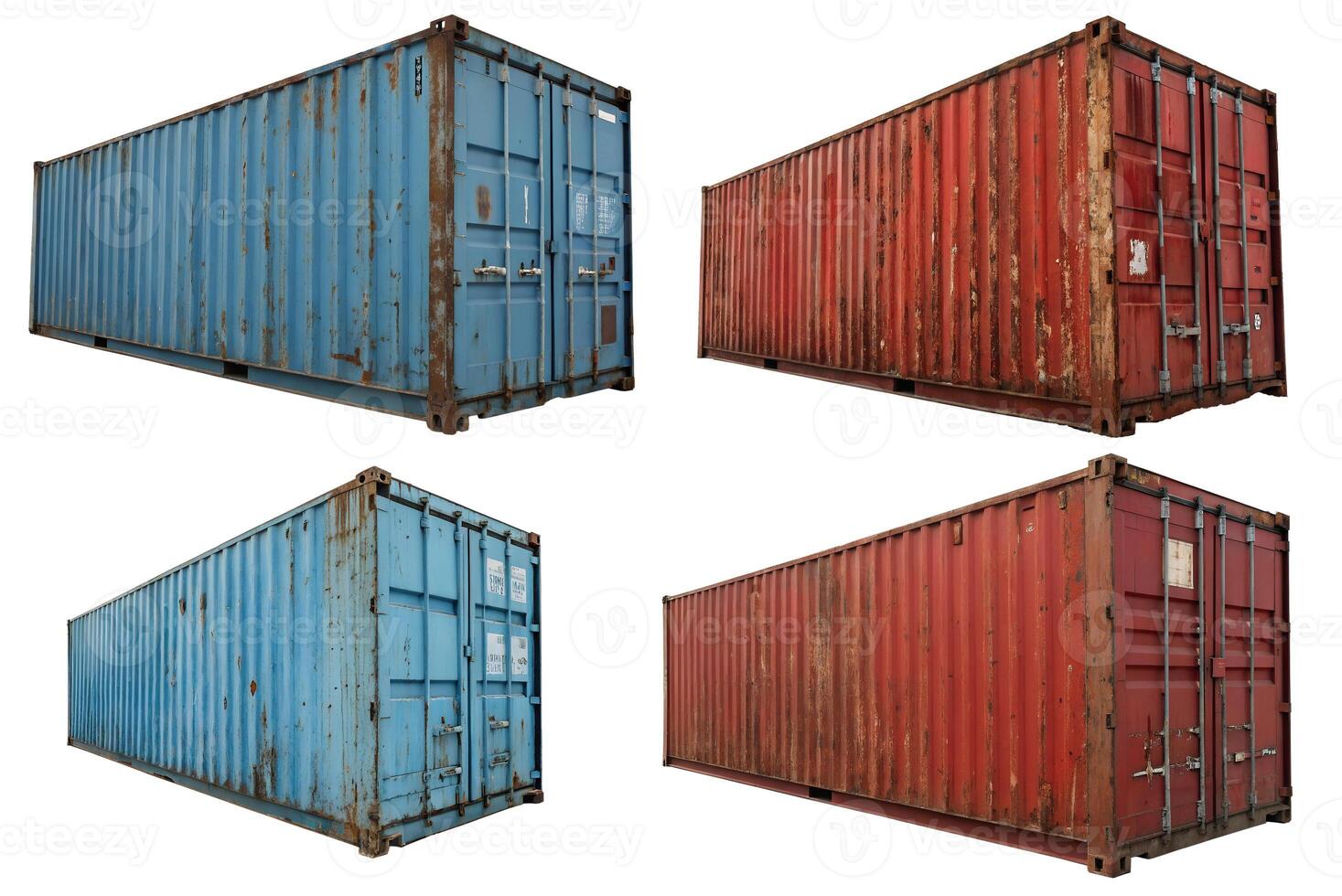 A set of shipping containers on a white background. photo