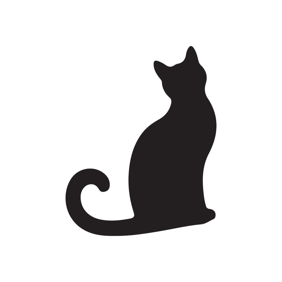 Black Silhouette of a Cat on White Background vector
