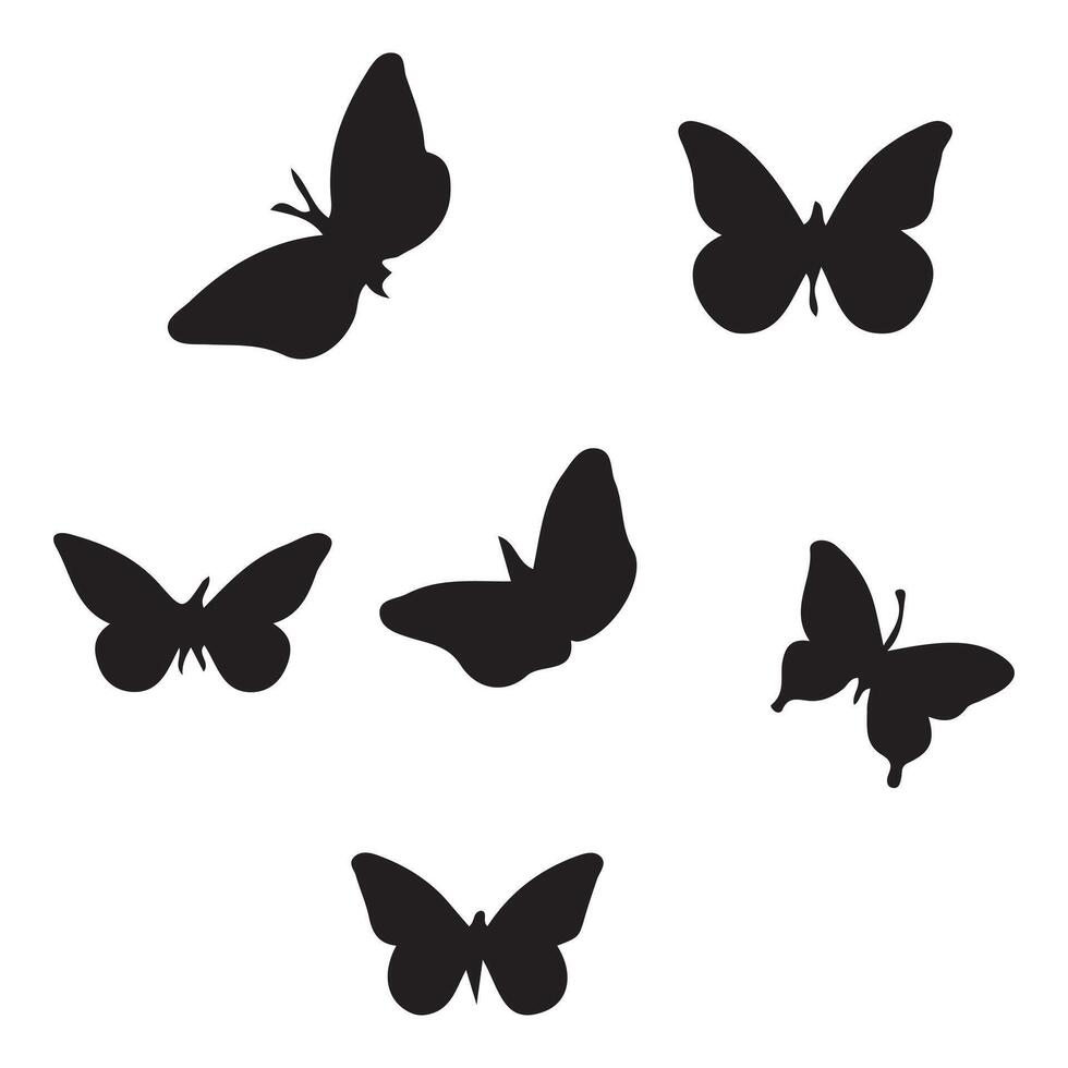 Butterfly Silhouettes of All Sizes and Shapes on Transparent Background vector